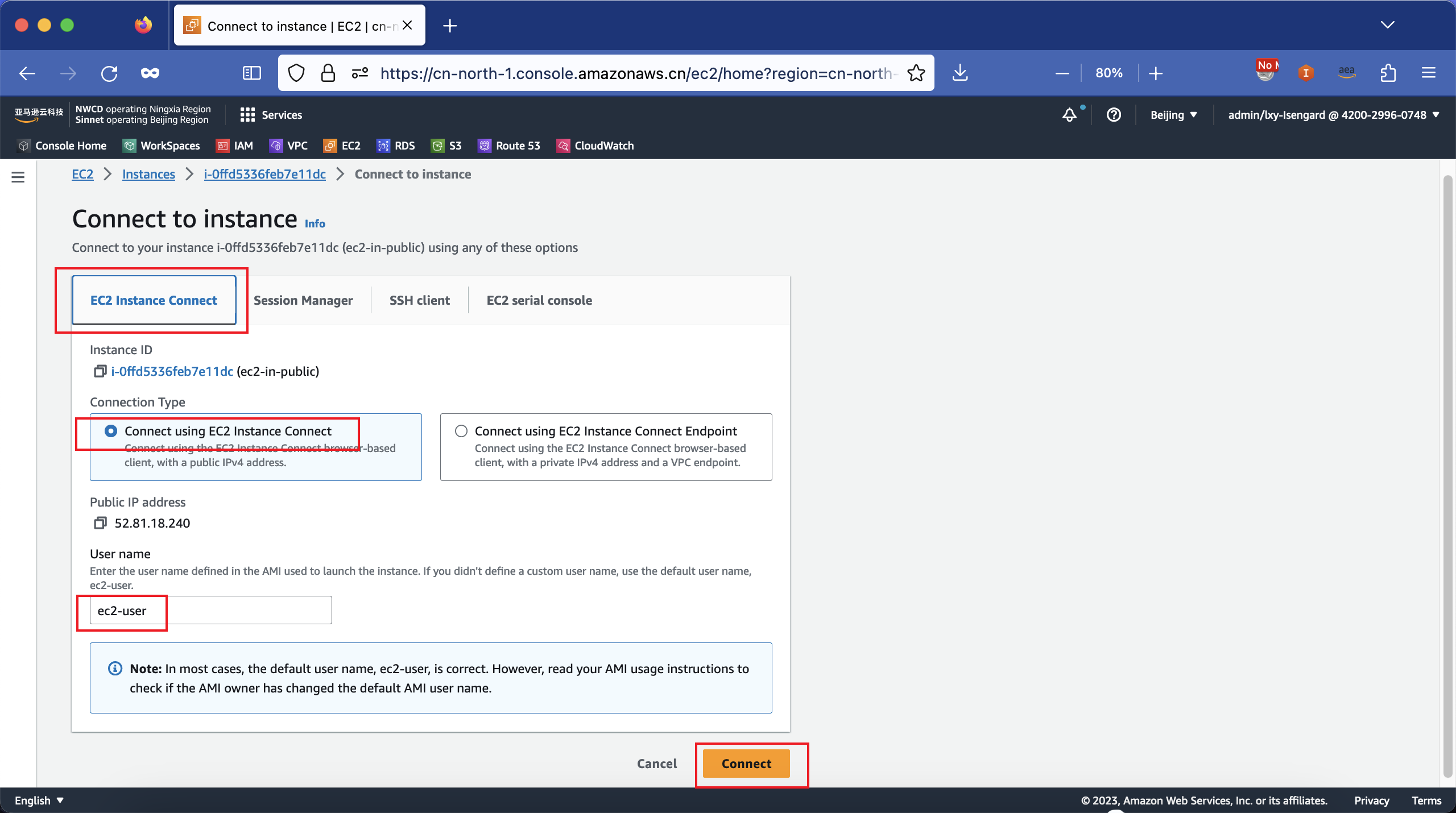 在AWS控制台上使用基于网页界面的EC2 Instance Connect功能连接到EC2的SSH 亚马逊云 第5张